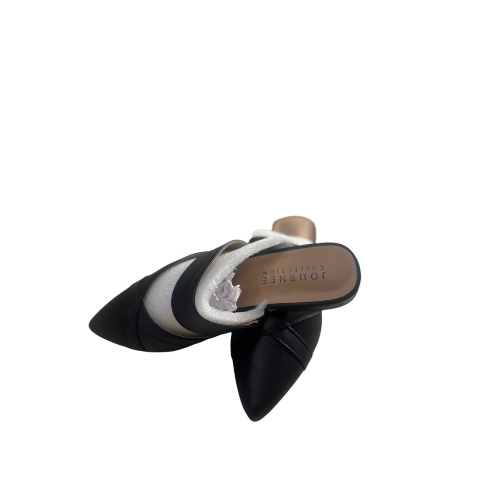 Journee Collection Black Pointed Toe Crisscross Mule Flats Size 10 NWB Chic